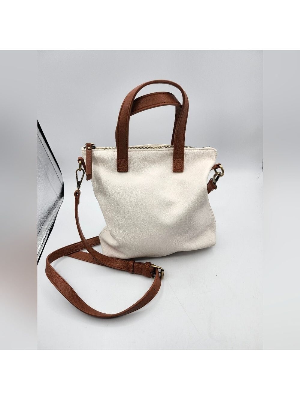 Antik Kraft Elegant Vegan Cream and Brown Crossbody Bag